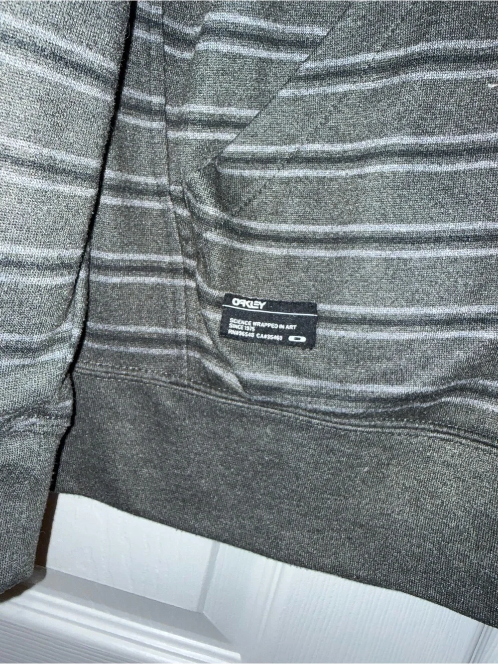 Oakley Gray Striped Zip-Up Hoodie